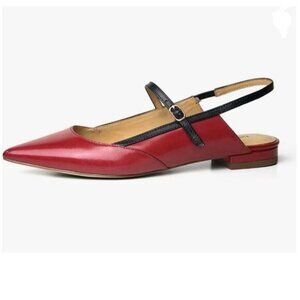 FSJ Red Pointed Toe Pumps Adjustable Band Slingback Sexy Cutout Casual Shoes